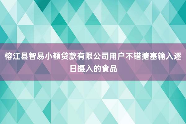 榕江县智易小额贷款有限公司用户不错搪塞输入逐日摄入的食品